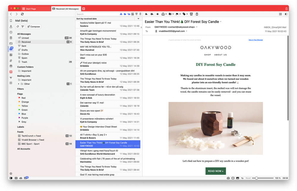 The Vivaldi browser now includes built-in mail, calendar, and RSS reader