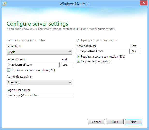 configuration server setting