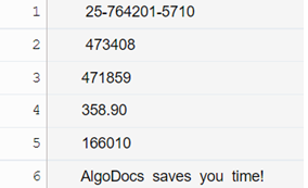 The extracted table using AlgoDocs