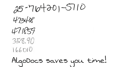 Handwritten scanned text uploaded to AlgoDocs