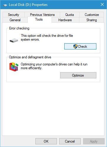 Use the Windows Error Checking Tool