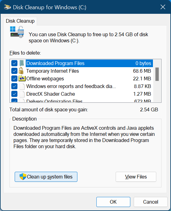 Disk Cleanup home