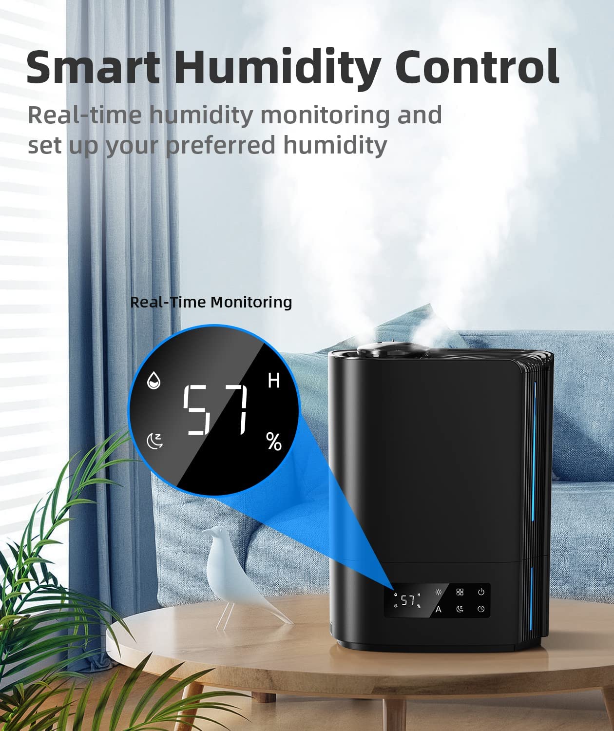 BREEZOME 6L Humidifier in Black is a powerful and versatile humidification solution for bedrooms and large rooms.