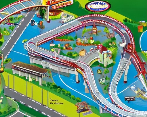 map of wild ride of digital marketing  - showing a waterslide park with all its curves and drops 