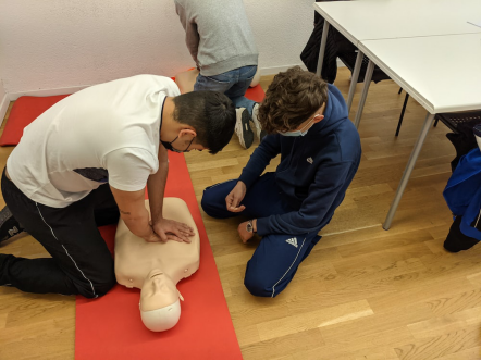 a person practicing CPR