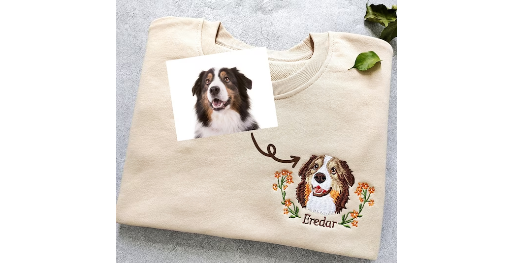 Style with an Embroidered Dog Face Sweatshirt